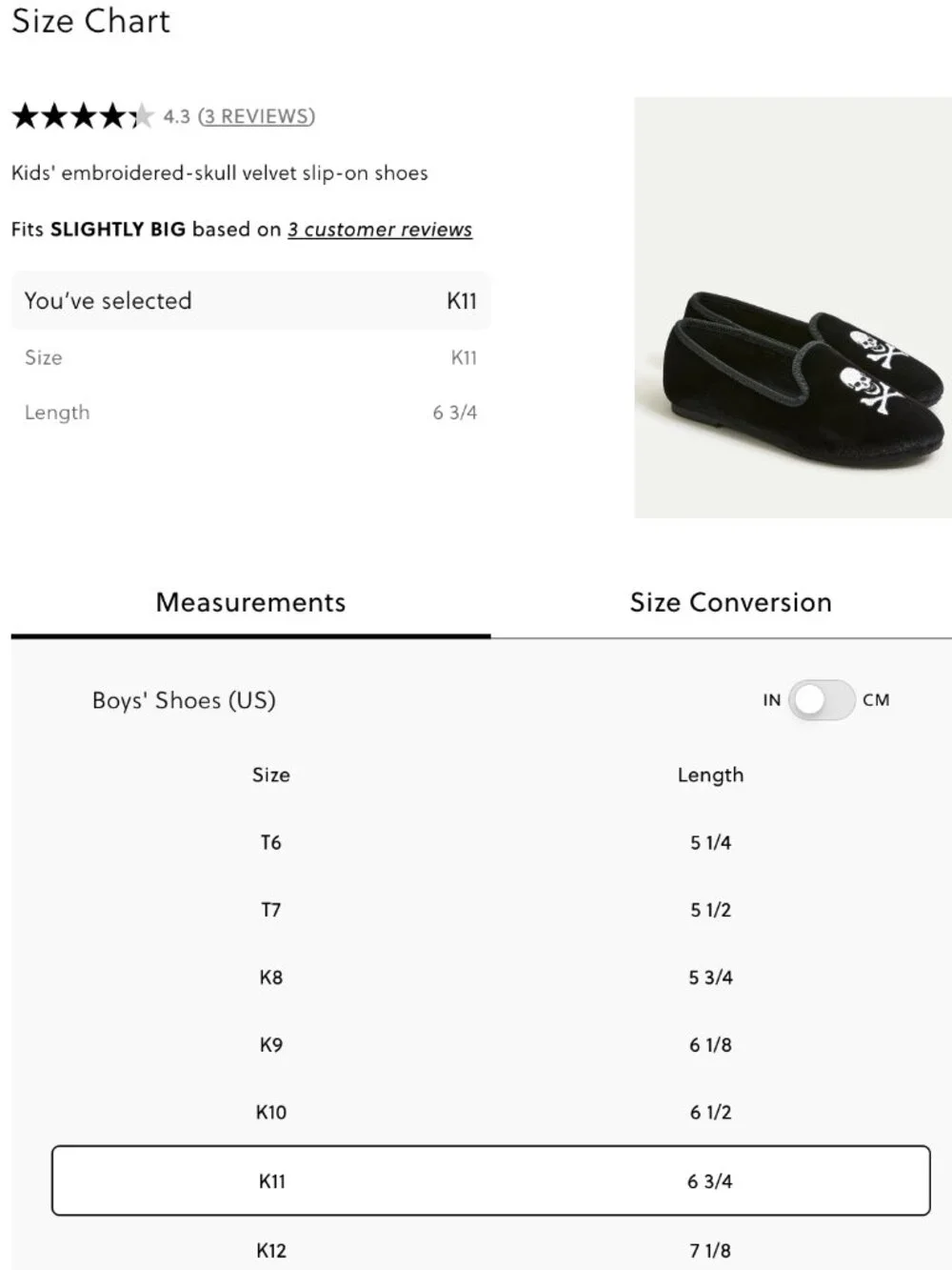 Crewcuts J.Crew Kids' embroidered-skull velvet slip-on Skull shoes Size 11 Kid